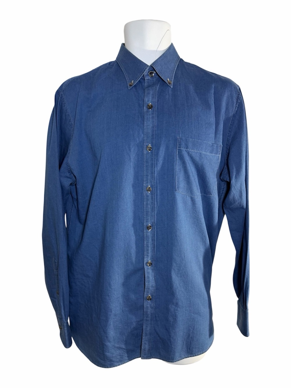 Peter Millar Crown Vintage Mens Medium Blue Denim Chambray Button Down Shirt